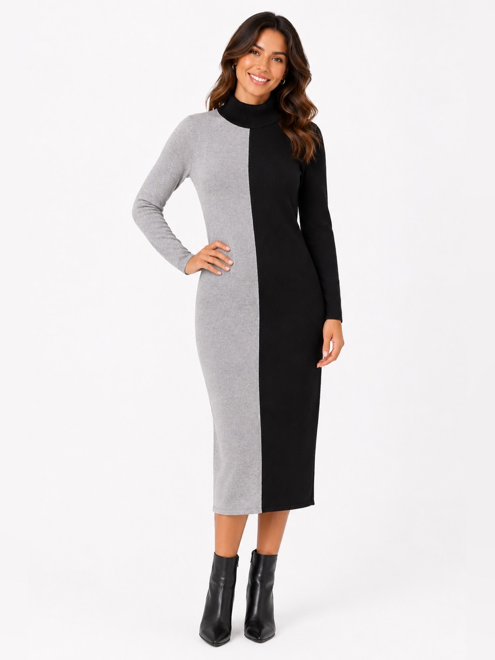 zara knit high neck dress NWT ZARA Blue Ribbed High Neck Knit Long Pinterest/Runway Fav Style Dress,S  $149